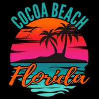 Cocoa Beach Florida Palm Tree Island Pink Sunset Cropped Pullover Crew