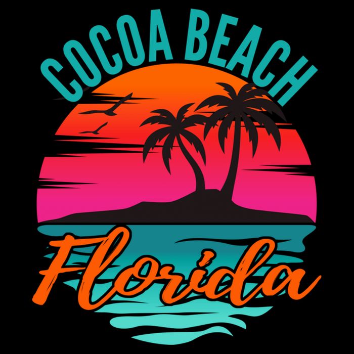 Cocoa Beach Florida Palm Tree Island Pink Sunset Cropped Pullover Crew