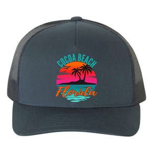 Cocoa Beach Florida Palm Tree Island Pink Sunset Yupoong Adult 5-Panel Trucker Hat