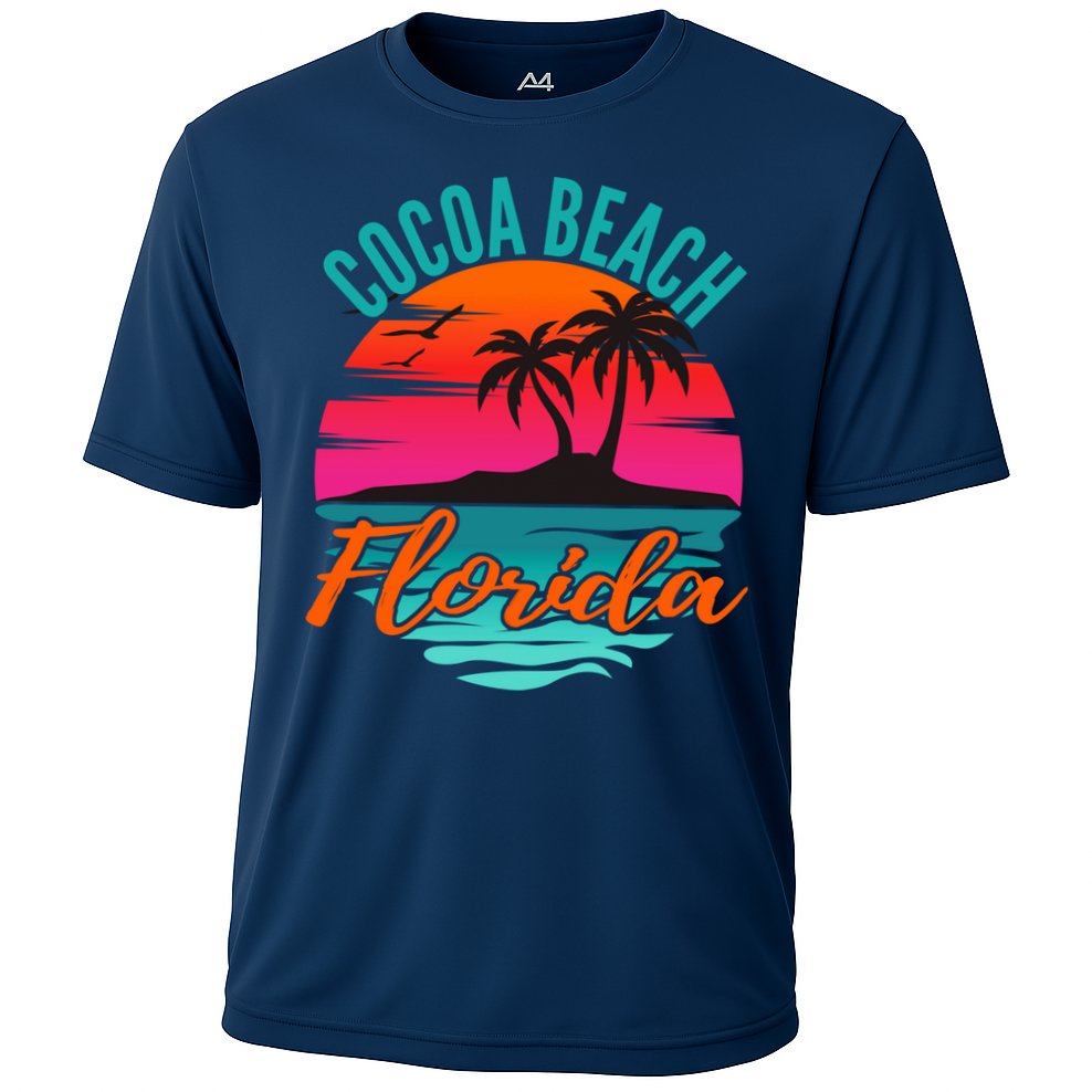 Cocoa Beach Florida Palm Tree Island Pink Sunset Performance Shirt