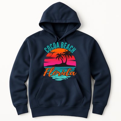 Cocoa Beach Florida Palm Tree Island Pink Sunset Hoodie
