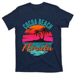 Cocoa Beach Florida Palm Tree Island Pink Sunset T-Shirt