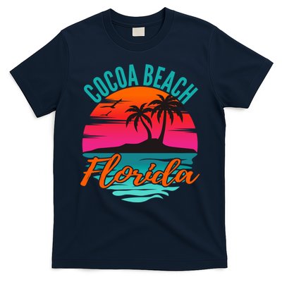 Cocoa Beach Florida Palm Tree Island Pink Sunset T-Shirt