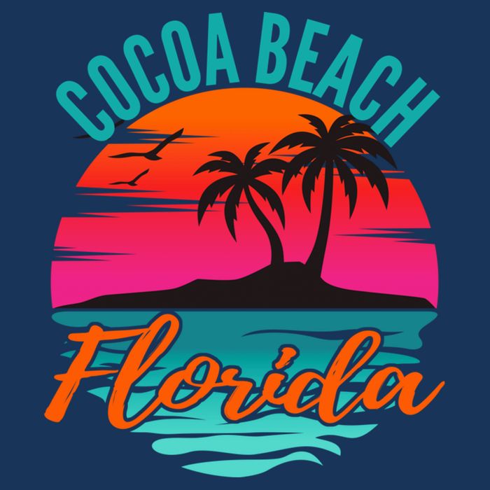 Cocoa Beach Florida Palm Tree Island Pink Sunset T-Shirt