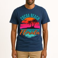 Cocoa Beach Florida Palm Tree Island Pink Sunset Tall T-Shirt