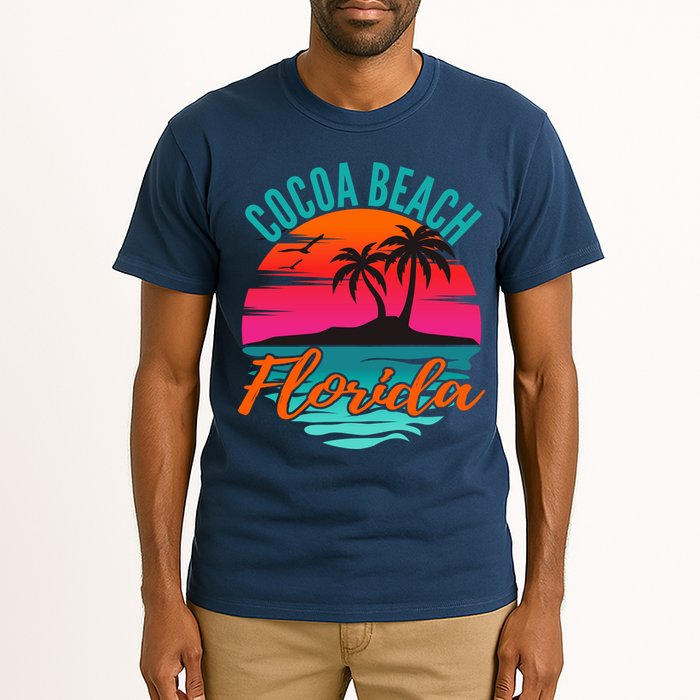 Cocoa Beach Florida Palm Tree Island Pink Sunset Tall T-Shirt