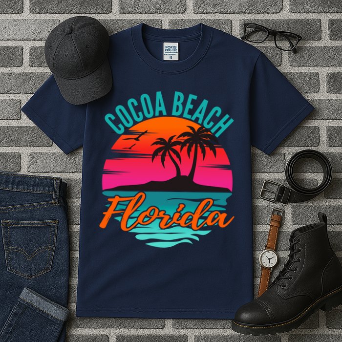 Cocoa Beach Florida Palm Tree Island Pink Sunset Tall T-Shirt