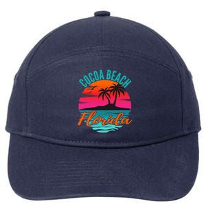 Cocoa Beach Florida Palm Tree Island Pink Sunset 7-Panel Snapback Hat