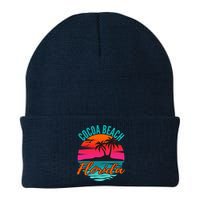 Cocoa Beach Florida Palm Tree Island Pink Sunset Beanie
