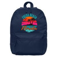 Cocoa Beach Florida Palm Tree Island Pink Sunset 16 in Basic Backpack