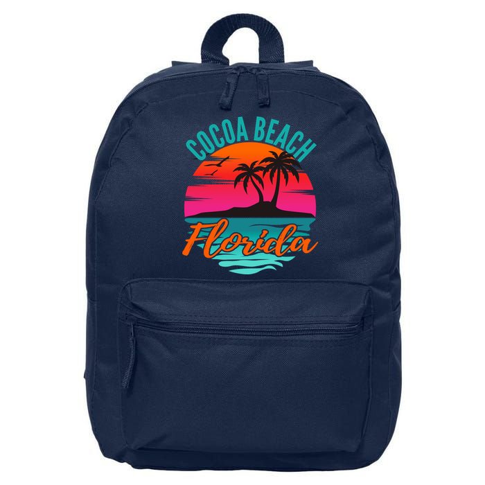 Cocoa Beach Florida Palm Tree Island Pink Sunset 16 in Basic Backpack