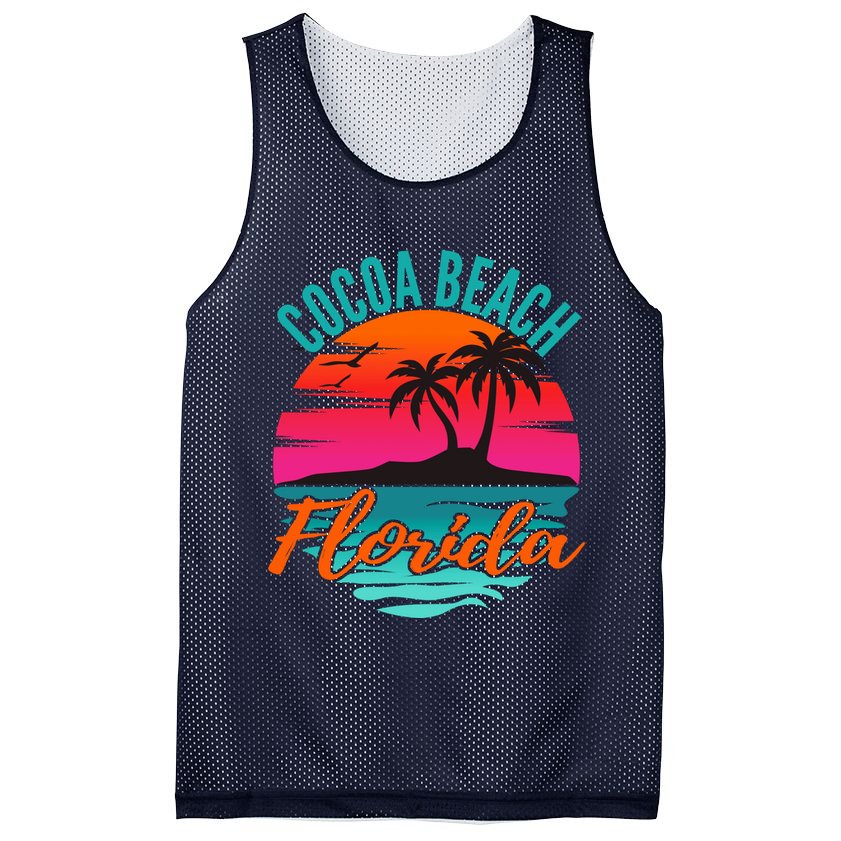 Cocoa Beach Florida Palm Tree Island Pink Sunset Mesh Reversible Basketball Jersey Tank