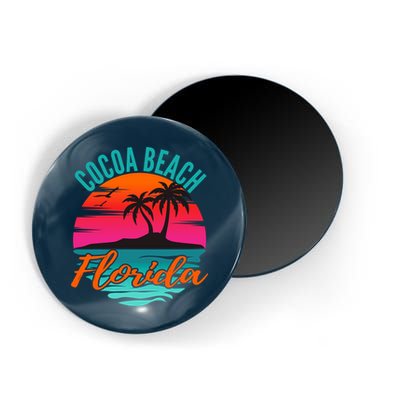 Cocoa Beach Florida Palm Tree Island Pink Sunset Magnet