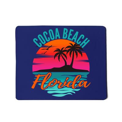 Cocoa Beach Florida Palm Tree Island Pink Sunset Mousepad