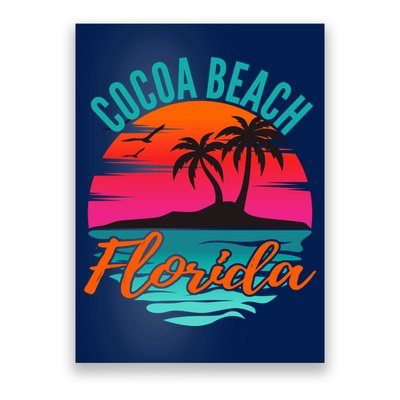 Cocoa Beach Florida Palm Tree Island Pink Sunset Poster