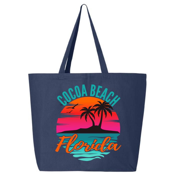 Cocoa Beach Florida Palm Tree Island Pink Sunset 25L Jumbo Tote