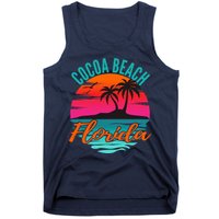 Cocoa Beach Florida Palm Tree Island Pink Sunset Tank Top