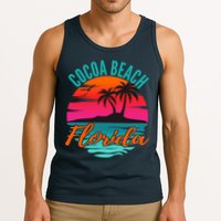 Cocoa Beach Florida Palm Tree Island Pink Sunset Tank Top