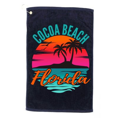 Cocoa Beach Florida Palm Tree Island Pink Sunset Golf Towel