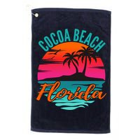 Cocoa Beach Florida Palm Tree Island Pink Sunset Golf Towel