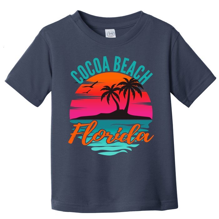 Cocoa Beach Florida Palm Tree Island Pink Sunset Toddler T-Shirt