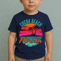 Cocoa Beach Florida Palm Tree Island Pink Sunset Toddler T-Shirt