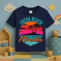 Cocoa Beach Florida Palm Tree Island Pink Sunset Toddler T-Shirt