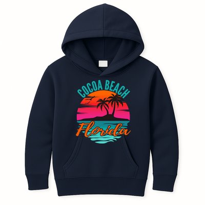 Cocoa Beach Florida Palm Tree Island Pink Sunset Kids Hoodie