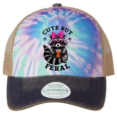 Cute But Feral Funny Colorful Raccoon With Sunglasses Legacy Tie Dye Trucker Hat