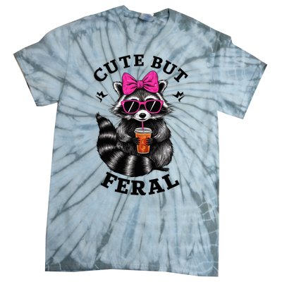 Cute But Feral Funny Colorful Raccoon With Sunglasses Tie-Dye T-Shirt