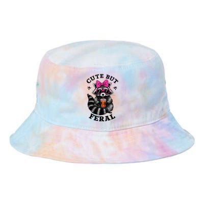 Cute But Feral Funny Colorful Raccoon With Sunglasses Tie Dye Newport Bucket Hat