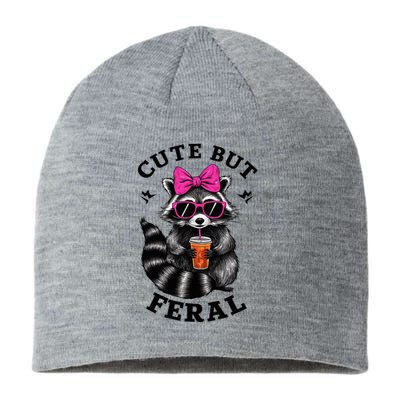 Cute But Feral Funny Colorful Raccoon With Sunglasses Sustainable Beanie