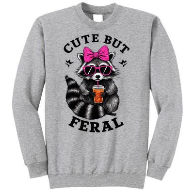 Cute But Feral Funny Colorful Raccoon With Sunglasses Tall Sweatshirt