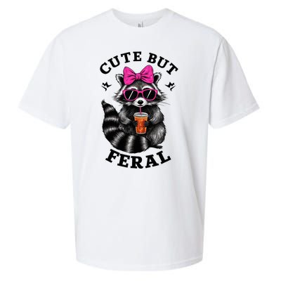 Cute But Feral Funny Colorful Raccoon With Sunglasses Sueded Cloud Jersey T-Shirt