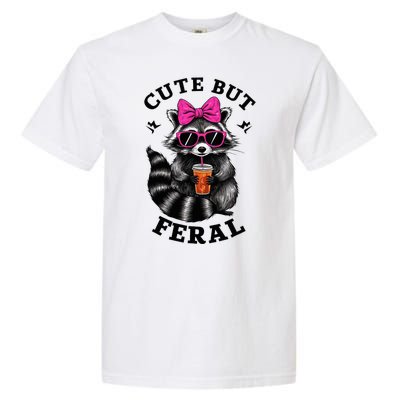 Cute But Feral Funny Colorful Raccoon With Sunglasses Garment-Dyed Heavyweight T-Shirt