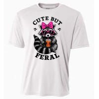 Cute But Feral Funny Colorful Raccoon With Sunglasses Cooling Performance Crew T-Shirt