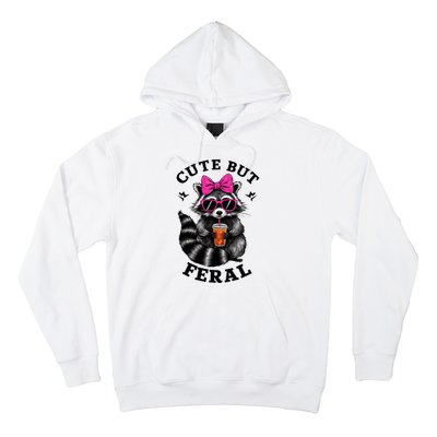 Cute But Feral Funny Colorful Raccoon With Sunglasses Hoodie