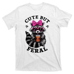 Cute But Feral Funny Colorful Raccoon With Sunglasses T-Shirt