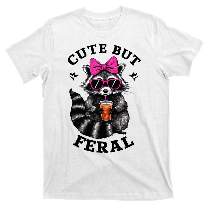 Cute But Feral Funny Colorful Raccoon With Sunglasses T-Shirt