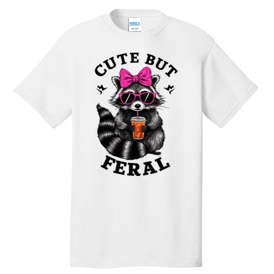 Cute But Feral Funny Colorful Raccoon With Sunglasses Tall T-Shirt