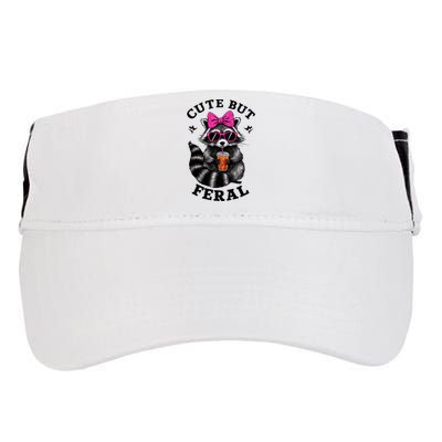 Cute But Feral Funny Colorful Raccoon With Sunglasses Adult Drive Performance Visor