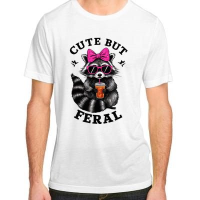 Cute But Feral Funny Colorful Raccoon With Sunglasses Adult ChromaSoft Performance T-Shirt