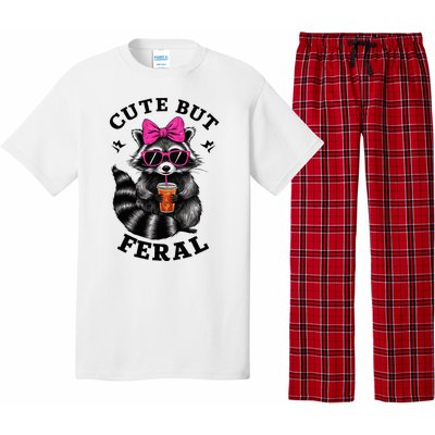 Cute But Feral Funny Colorful Raccoon With Sunglasses Pajama Set