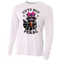 Cute But Feral Funny Colorful Raccoon With Sunglasses Cooling Performance Long Sleeve Crew