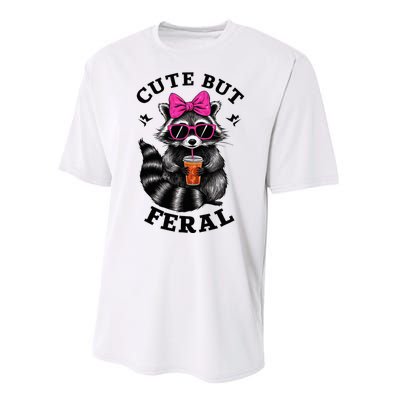 Cute But Feral Funny Colorful Raccoon With Sunglasses Performance Sprint T-Shirt