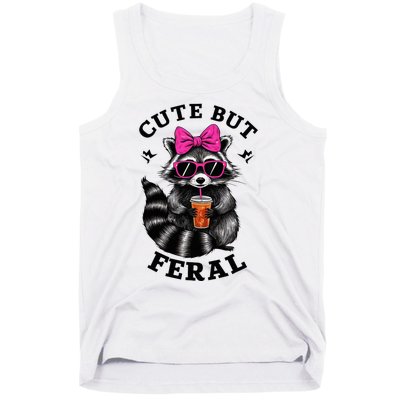 Cute But Feral Funny Colorful Raccoon With Sunglasses Tank Top