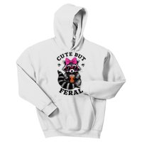 Cute But Feral Funny Colorful Raccoon With Sunglasses Kids Hoodie