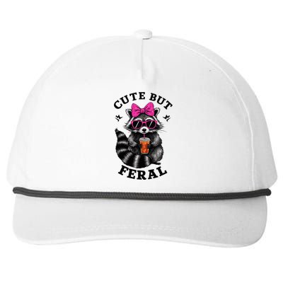 Cute But Feral Funny Colorful Raccoon With Sunglasses Snapback Five-Panel Rope Hat