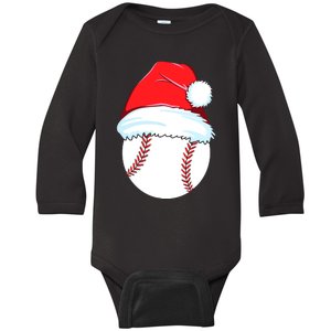 Christmas Baseball For Ball Santa Baby Long Sleeve Bodysuit