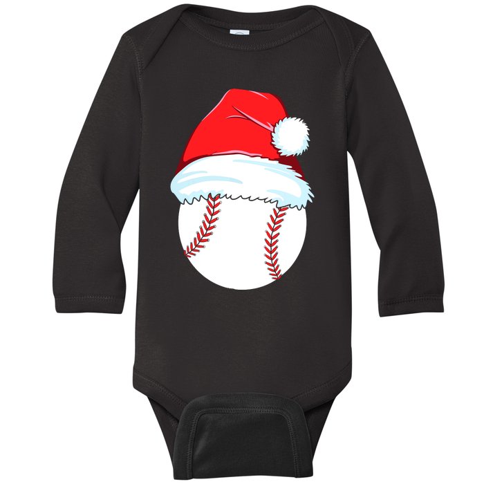 Christmas Baseball For Ball Santa Baby Long Sleeve Bodysuit